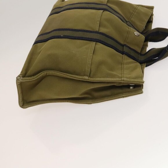 HERMES Fourre Tout Hand Bag Canvas 2Set Green Black Auth ti3372 - Picture 5 of 16